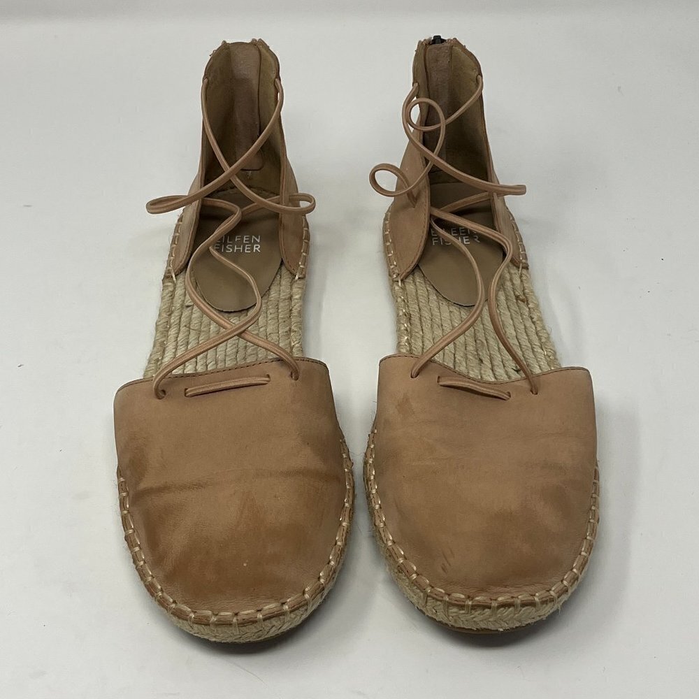 Eileen Fisher espadrille leather flats 8 women nude peach